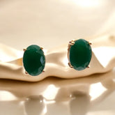 Brinco Oval Cristal Verde Esmeralda
